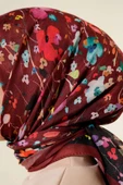Mini Çiçek Detaylı Soft Eşarp Bordo thumbnail 4