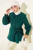 Bebe Yaka Detaylı Kaşe Kaban Zümrüt thumbnail 1