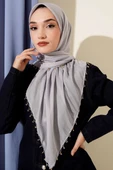 Mini Boncuk Detaylı Eşarp Gri thumbnail 2