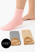 Kadın 3lü Kare Desen Havlu Patik Çorap Asorti 2 thumbnail 1