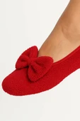 Kadın Kurdeleli Peluş Patik Kırmızı thumbnail 2