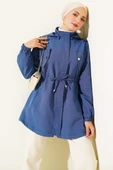Bel Tünelli Kapüşonlu Trençkot İndigo thumbnail 1