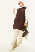 Kapuşonlu Kapitone Kısa Yelek Kahve thumbnail 2