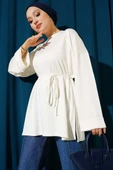 Yan Yırtmaçlı Duble Kol Tunik Ekru thumbnail 1