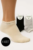 Kadın 4lü Fırfırlı Patik Çorap Asorti 2 thumbnail 1