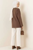Loyşa Düşük Omuz Basic Tunik Kahve thumbnail 3
