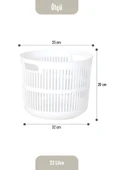 İronika Solara İkili Dekoratif Kirli Çamaşır Sepeti Seti Oyuncak Sepeti 60 - 22 Litre Beyaz - 5