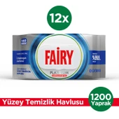 Fairy Platinum Antibakteriyel Yüzey Temizlik Havlusu 100 Yaprak 12 Adet | Beyaz Sirke & Karbonat thumbnail 1