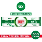 Fairy Power Wipes Mop Uyumlu Yer Temizlik Havlusu 50 Yaprak | Beyaz Sabun | 6 Adet thumbnail 1