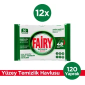 Fairy Yüzey Temizleme Mendili Beyaz Sabun 10 Yaprak 12 Adet | Beyaz Sirke Karbonat thumbnail 1