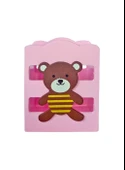 Ahşap Masaüstü Kalemlik Sevimli Ayıcık Çizgili Pembe - 1 Adet thumbnail 3