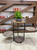 3 Katlı Ahşap Yuvarlak Sebzelik thumbnail 2