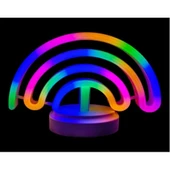 Neon Işıklı Gökkuşağı Masa Gece Lambası Pil+Usb - 1