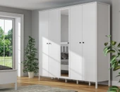 Hunerika Aleron 5 Kapaklı Gardırop-Wood Beyaz-Minifiks Bağlantılı - 1