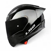 LS2 RAPID 2 R PARLAK SİYAH MOTOSİKLET KASKI SİYAH VE ŞEFFAF VİZÖR + SPOİLER thumbnail 1