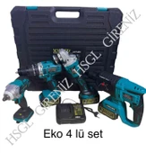 Hsgl HKT-900 4’lü Akülü Şarjlı Set Somun Sıkma, Spiral, Hilti ve Matkap (4 Adet Akülü El Aleti Seti) - 1