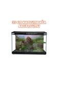 Ada Akvaryum Su Kaplumbağası Akvaryumu Bahçeli Rampalı Dinlenme  35x25x15 Cm  Arka Plan Hediyeli thumbnail 2
