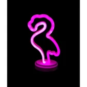 Neon Işıklı Flamingo Yazılı Masa Gece Lambası PİL+USB - 1