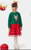 Kız Çocuk Oh Deer Tüllü Baskılı Yılbaşı Elbisesi NBK-24909 thumbnail 6