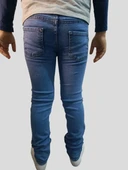 Erkek Çocuk Denim Füme Tırtıklı Ligralı Kot Pantolon - 3