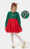 Kız Çocuk Fitilli Fiyonklu Yılbaşı Elbisesi NBK-24920 thumbnail 7