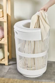 İronika Solara Dekoratif Kirli Çamaşır Sepeti Oyuncak Sepeti 60 Litre - Beyaz - 1