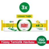 Fairy Power Wipes Mop Uyumlu Yer Temizlik Havlusu 50 Yaprak |Limon Yağlı | 3 Adet thumbnail 3