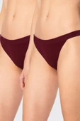 Türen Kadın Likralı Ribana Tanga 2'li Paket 931/Bordo - 1