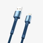 K550 Güvenli ve Hızlı 1m Örgülü Metal Kafa Lightning iPhone Şarj Kablosu - 3