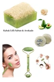 3'lü Set Kabak Lifli Sabun Avokado Çift Taraflı Yüz Masaj Aleti Peeling Sivilce,Leke,Akne Ruşur Taşı - 1