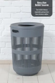 İronika Solara İkili Dekoratif Kirli Çamaşır Sepeti Seti Oyuncak Sepeti 60 - 22 Litre Gri - 2