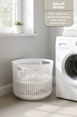 İronika Solara İkili Dekoratif Kirli Çamaşır Sepeti Seti Oyuncak Sepeti 60 - 22 Litre Beyaz - 4