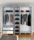 Hunerika Aleron 5 Kapaklı Gardırop-Wood Beyaz-Minifiks Bağlantılı - 3