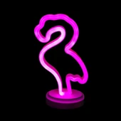 Neon Işıklı Flamingo Yazılı Masa Gece Lambası Pil ve Usb - 1