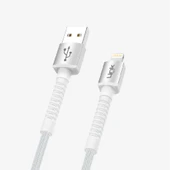 K550 Güvenli ve Hızlı 1m Örgülü Metal Kafa Lightning iPhone Şarj Kablosu - 9