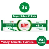 Fairy Power Wipes Mop Uyumlu Yer Temizlik Havlusu 50 Yaprak | Beyaz Sabun | 3 Adet thumbnail 1