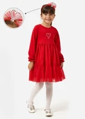 Kız Çocuk Fitilli Fiyonklu Yılbaşı Elbisesi NBK-24920 thumbnail 4