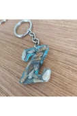 "Z" HARFİ - Açık Mavi Deniz Epoksi Harf Anahtarlık – Gerçek Deniz Kabuğu, El Yapımı, Benzersiz thumbnail 1