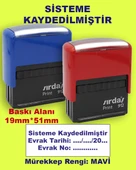 Sisteme Kaydedilmiştir Kaşesi, 912 (19mmx51mm) Mavi Keçeli Otomatik Kaşe thumbnail 1