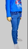 Erkek Çocuk Denim Tırtıklı Mavi Ligralı Kot Pantolon - 2