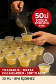 30 ml Kendinden Kapaklı Şeffaf Sosluk – Sızdırmaz, Sıcağa Dayanıklı, Tekrar Kullanılabilir 50’li Set - 1