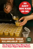 60 ml Kendinden Kapaklı Şeffaf Sosluk – Sızdırmaz, Sıcağa Dayanıklı, Tekrar Kullanılabilir 50’li Set - 1