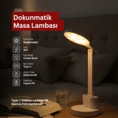 Beyaz Dokunmatik 3 Renkli Kademesiz Karartmalı Type C Şarjlı Masa Lambası Kalemlikli 10W thumbnail 5