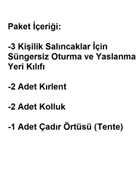 Mandaş Süngersiz 3 Kişilik Salıncak Minder Seti (Pamuklu Kumaş)-Saatli Lacivert - 3
