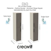 D20 30 Cm Sağa Açılır Boy Dolabı Dafne Melamin Kapak (Demonte) thumbnail 1