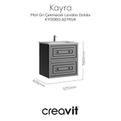 Kayra Lavabo Dolabı Çekmeceli 60cm Mat Gri thumbnail 1