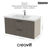 D20 100 Cm İki Çekmeceli Lavabo Dolabı Dafne Melamin Kapak (Demonte) thumbnail 1