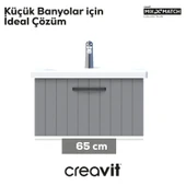 D10 Eksen Lavabo Dolabı Çekmeceli 65 cm Küllü Gri Lake thumbnail 3