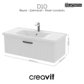 D10 Eksen Lavabo Dolabı Çekmeceli 100 cm Beyaz Lake thumbnail 1