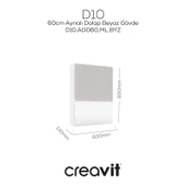 D20 60 Cm Beyaz Aynalı Dolap Melamin Gövde - 1